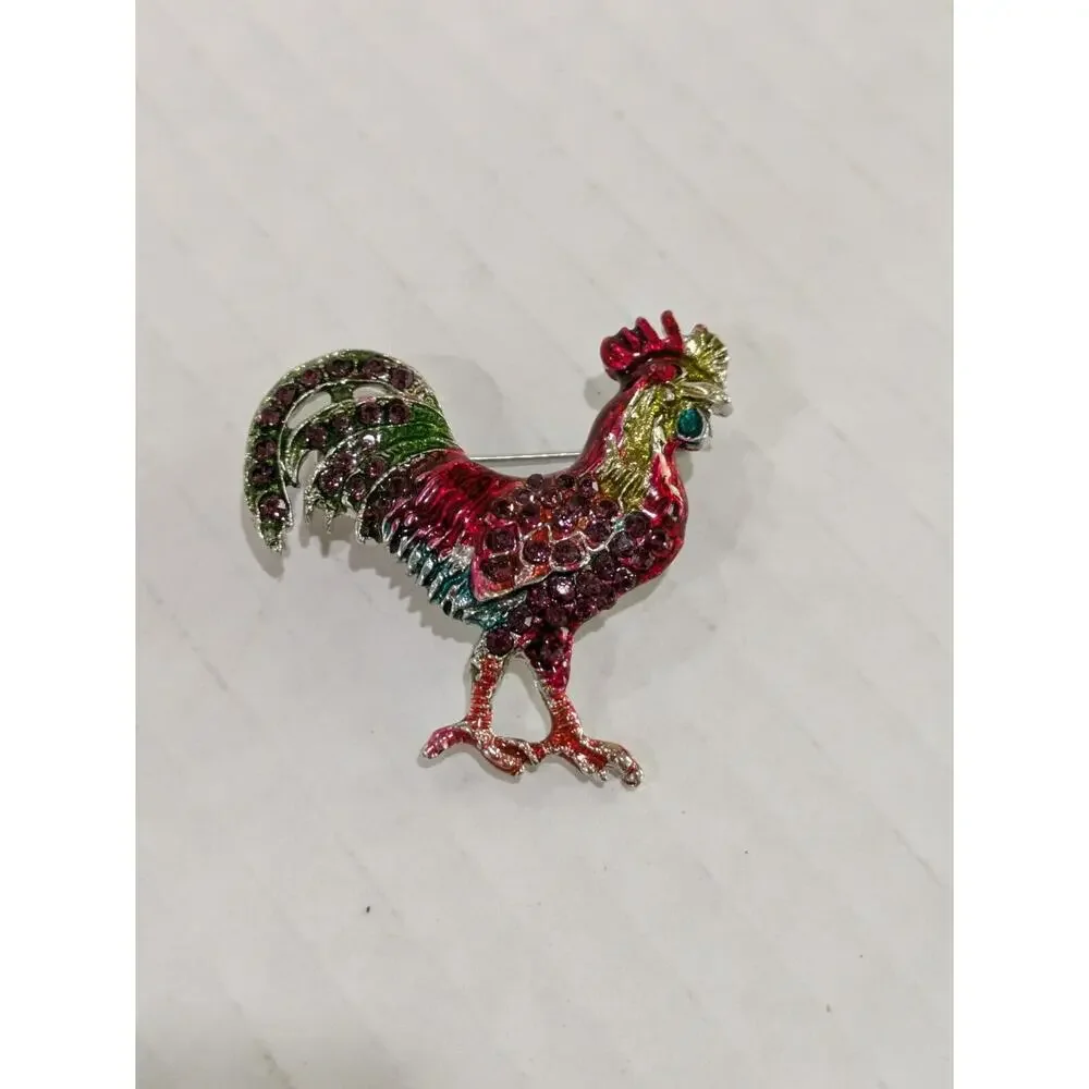 Rooster Colorful Crystal‎ Rhinestones & Enamel Brooch Pin